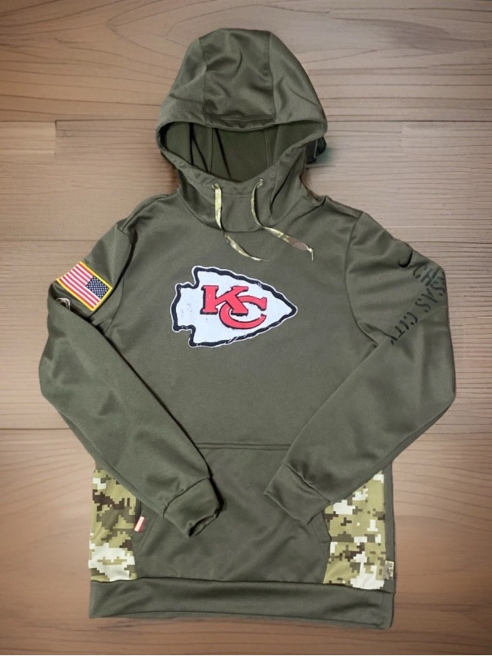 Men's Nike Kansas City Chiefs Salute to Service Hoodie Green Pullover Size Small